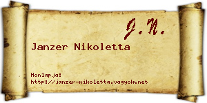 Janzer Nikoletta névjegykártya